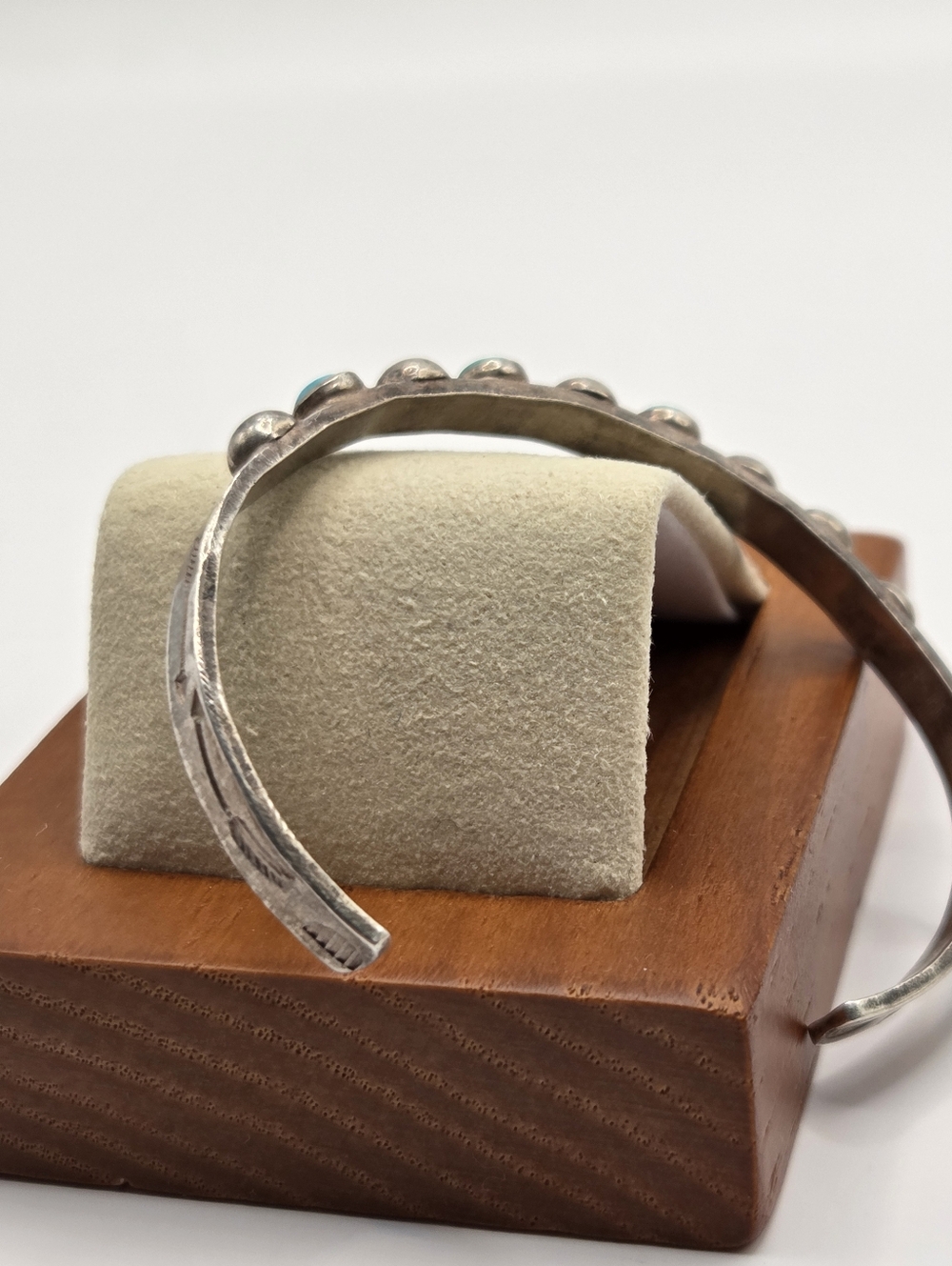 Vintage Zuni Snake Eye Turquoise Stacker Cuff Bracelet Sterling Silver - Picture 7 of 9